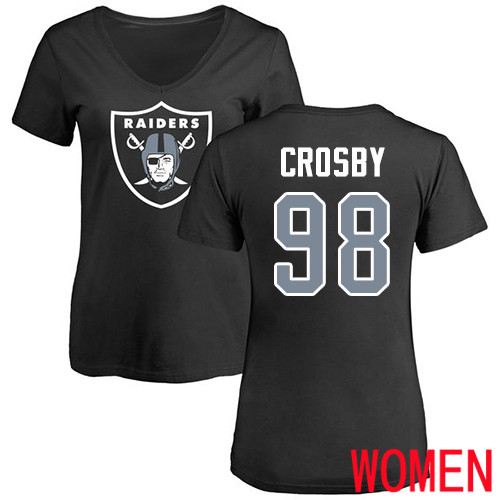 Oakland Raiders Black Women Maxx Crosby Name and Number Logo NFL Football #98 T Shirt